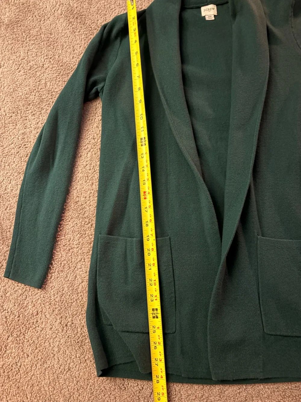 J. Crew Dark Green Open-Front Cardigan